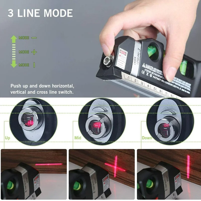 Multipurpose Laser Ruler Laser LV03 Multifunctional Laser Level and Spirit Level Metric Rulers Laser Straight Line Horizon Tools