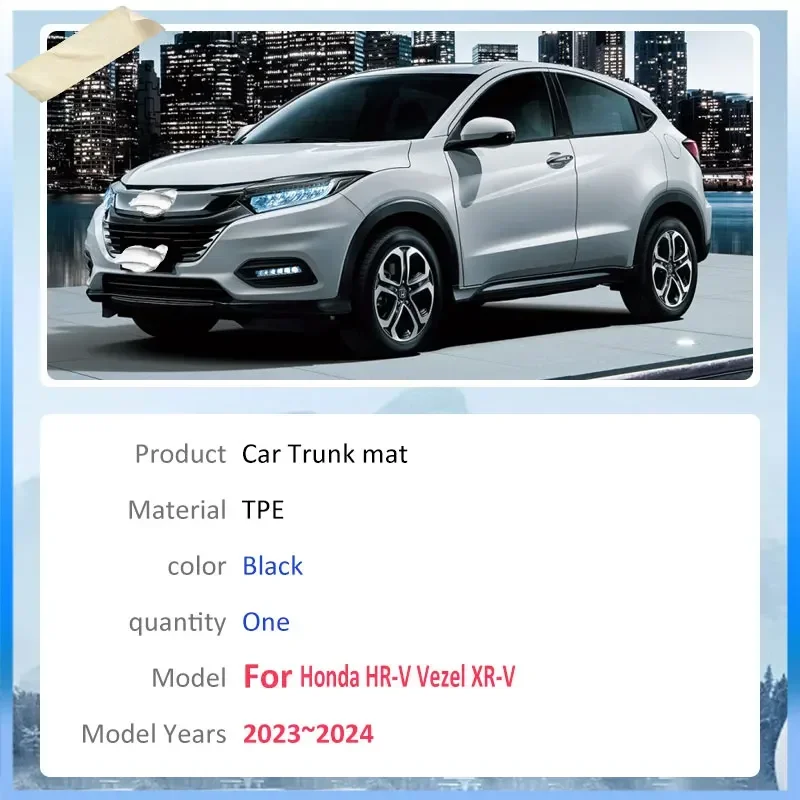 Rear Trunk Mat For Honda HR V HRV Vezel XR V RV3 RV4 RV5 RV6 2023 2024 TPE Material Easy Clean Cargo Liner Storage Box Pad