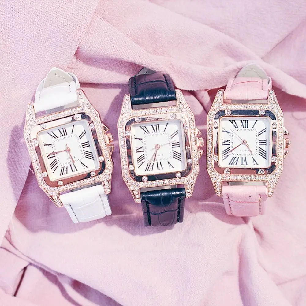 

Exquisite PU Leather Women Watch Black White Pink Red Simple Style Quartz Watch Quartz WristWatch Gift