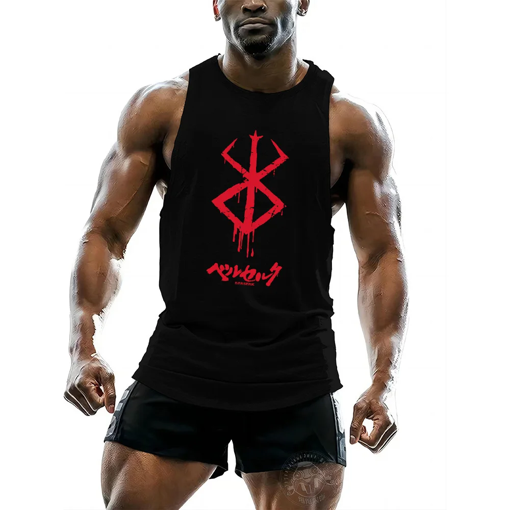 Anime Pattern Fitness Vest Dry Fit T-Shirt Sleeveless Vest For Men Outdoor Run Shirt Casual Jersey Fitness Gym Mens y2k clothing