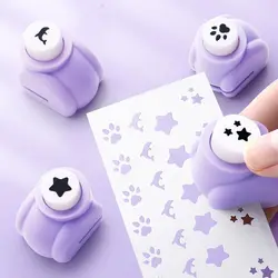 Mini Purple Paper Punches, Embossing Socos, DIY Crafts Tool, Jardim de Infância Handmade Hole Puncher, Scrapbooking Gift Card, 1Pc