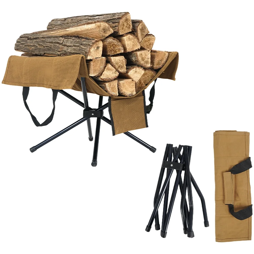 /Canvas /Firewood /Rack Foldable Aluminum Alloy Large Capacity 30kg Load Green Yellow Storage Bag For Camping Hiking RV Backyard