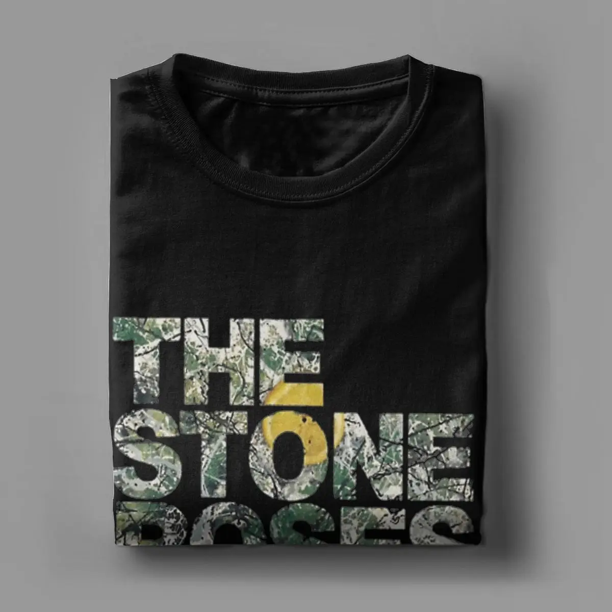 The Stone Roses Logo T Shirts for Men Pure Cotton Funny T-Shirt Round Neck christmas tour Tee Shirt Short Sleeve Clothing Summer