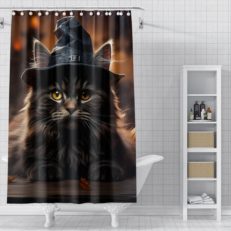 Home decoration shower curtains bathroom waterproof curtain fabric Modern Nordic Living Room happy Halloween Autumn Pumpkin