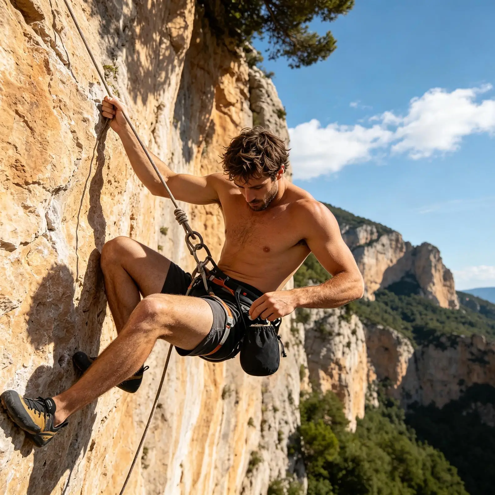 Climbing Chalk Bag With Pocket Waterproof Drawstring Gym Pouch With Adjustable Belt Chalk Bag For Rock Climbing Bouldering