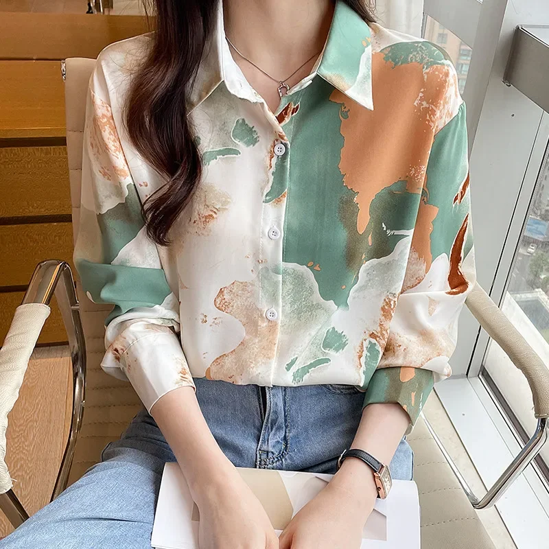 Casual Loose Long Sleeve Shirt for Women Korean Style Blouse Tops