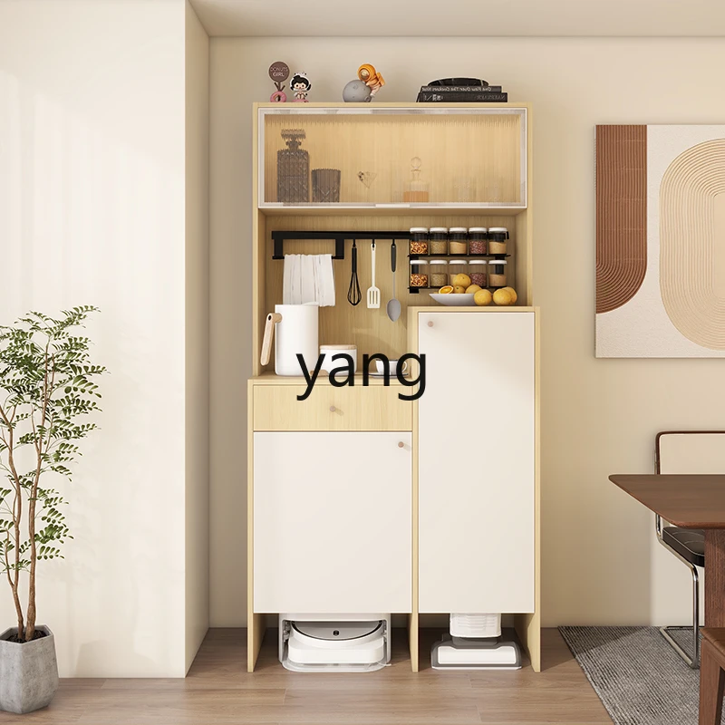 Yjq log style household tea cabinet balcony living room rack storage side cabinet