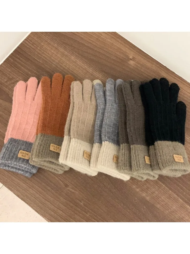 AliExpress Full-finger Gloves Winter Fleece Thickened Cold-proof Cycling and Mountain Climbing Touch Screen Knitted Gloves Warm Gloves