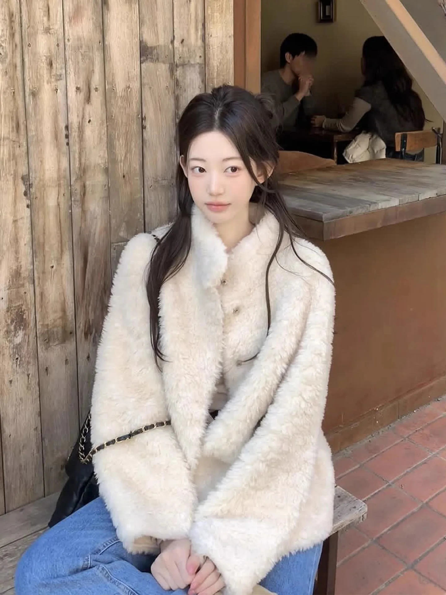 معطف نسائي فضفاض بياقة واقفة من فراء الضأن والرياح الناعمة معطف شتوي جديد مريح من القطن ملابس خارجية طويلة Sve #1