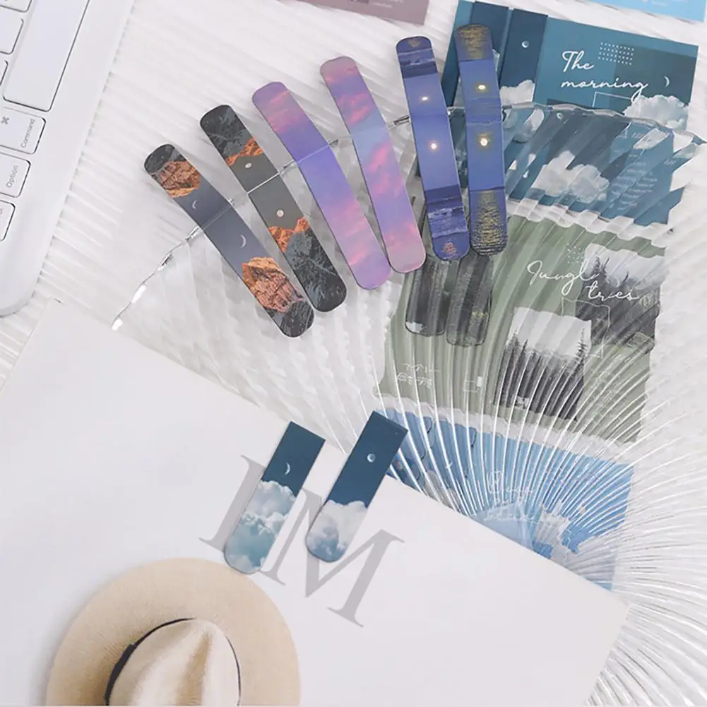 낭만적인 구름 태양 달 자석 북마크, 학생용 책 페이지 거치대, 페이징 마커 자석, 2 개