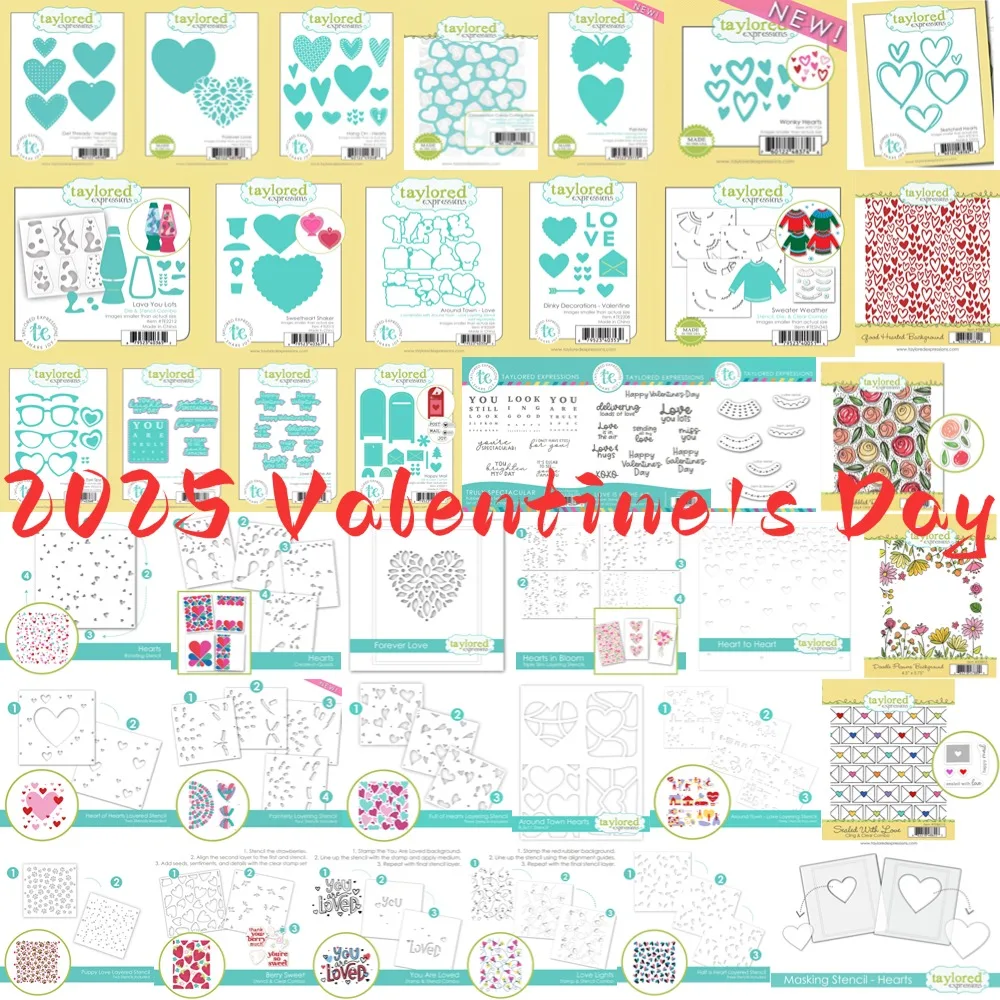 2025 Valentine's Day Flower Metal Cutting Dies and Clear Stamps Cut Die Mold Blade Knife Punch Scrapbook Paper Craft Stencil Die