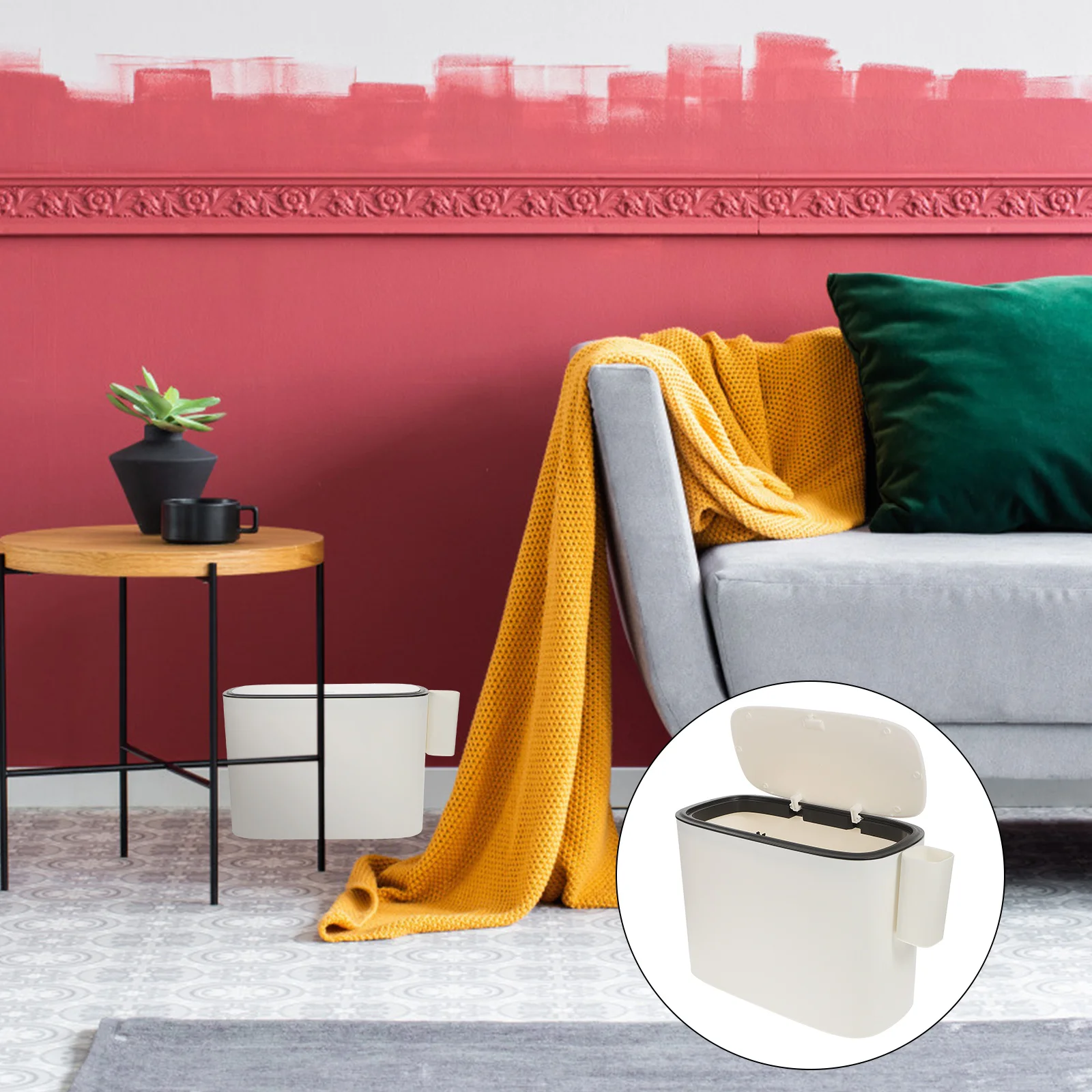 

Press-Type Household Trash Can Plastic Large Capacity Kitchen Bathroom Bedroom Rubbish Bin Convenient Garbage Bucket