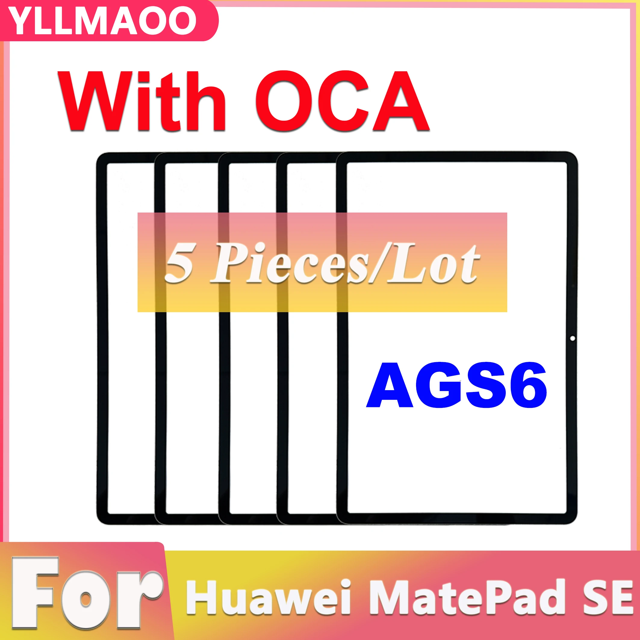 5 PCS Front Glass For Huawei MatePad SE 2024 AGS6-W09 AGS6-W00 AGS6-W10 AGS6 Touch Screen Outer Lens Glass Laminated OCA Parts ﻿