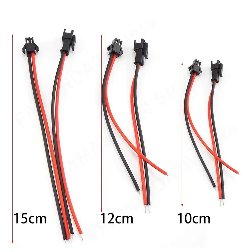 JST SM 2 Pins Plug Male to Female male Wire Connector 2pin cable for led strips Tape lights 10cm 12cm 15cm m20