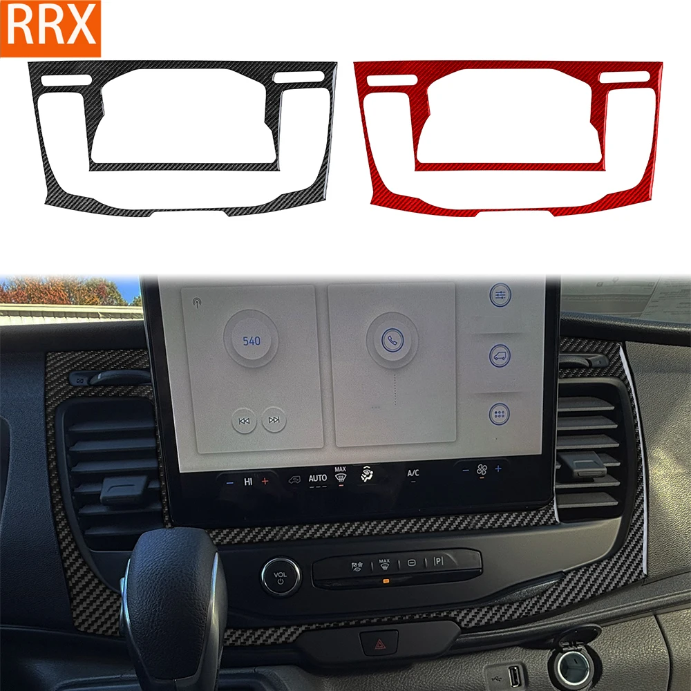 For Ford Transit 350 2024-2025 Real Carbon Fiber Stickers Center Navigation Control Display Panel Car Accessories decorative