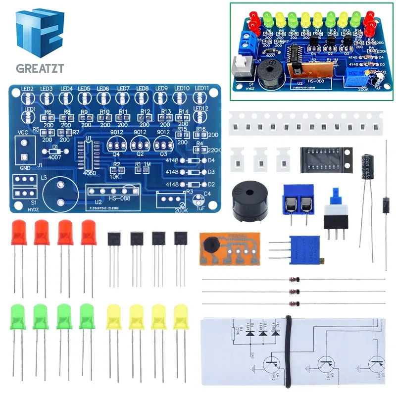 Kit de soudure de circuits électroniques GREATZT CD4060 SMD pour lanterne musicale, éclairage de rêve, formation en bricolage électronique, soudure SMD en ligne