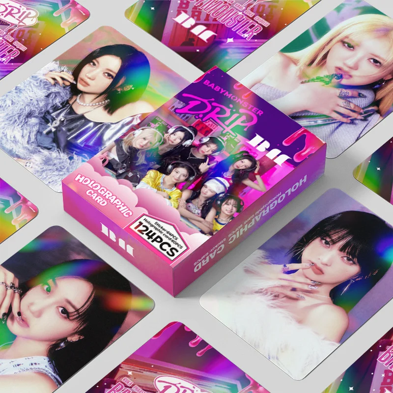 124/set BabyMonster Laser Card Album LOMO Card DRIP Hologram Card AHYEON RORA CHIQUITA RUKA ASA Glitter Photo Postcard