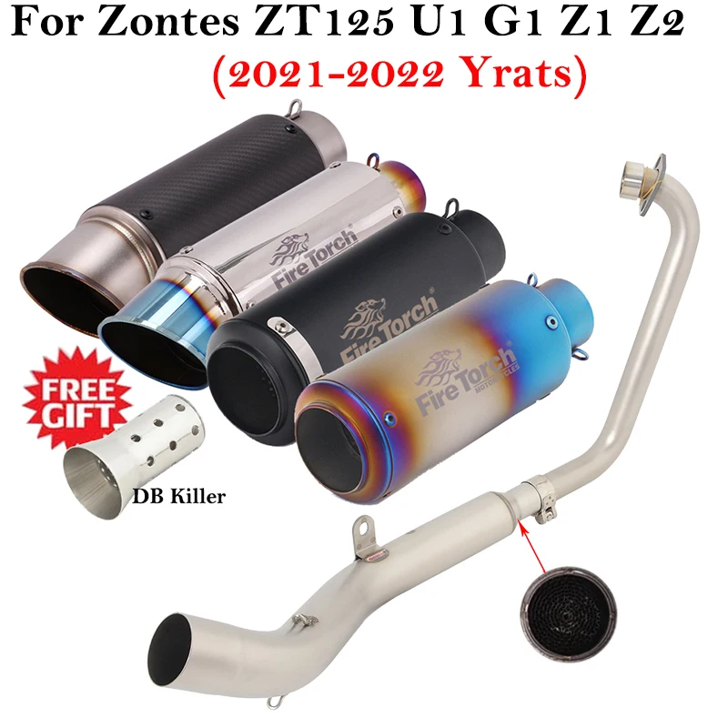 

Full Systems For Zontes ZT125 U1 G1 Z1 Z2 2021 2022 Motorcycle Exhaust Modify Front Mid Link Pipe Escape Moto Muffler D