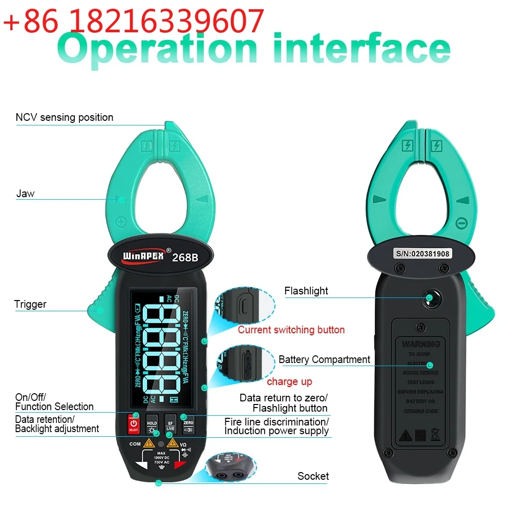YAO WinAPEX Leakage Current Detect Clamp Meter 0.1mA Precision True RMS Multimeter AC DC 60A Type-C Screen Rotation Clamp Meter