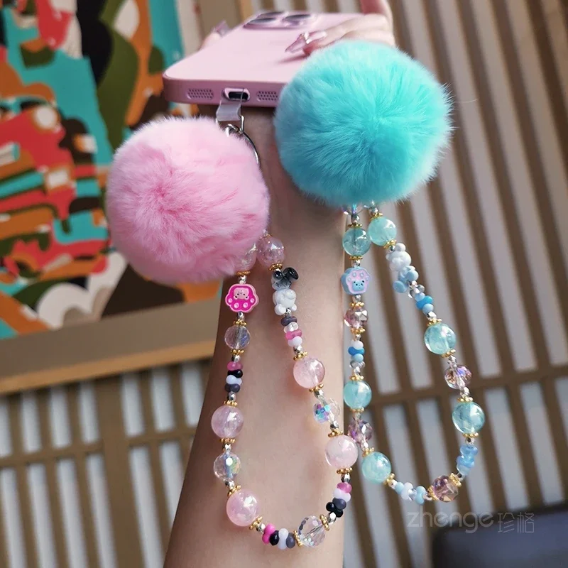 

Изысканный браслет из хрустальных бусин ручной работы с бабочкой и любовью, короткая ручная бусина для мобильного телефона, подвесная веревка