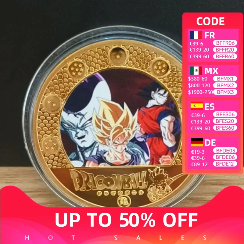 Dragon Ball Anime Collection Coin Super Saiyan Gold Metal Coin Commemorative Coin  Children's Toy Gift