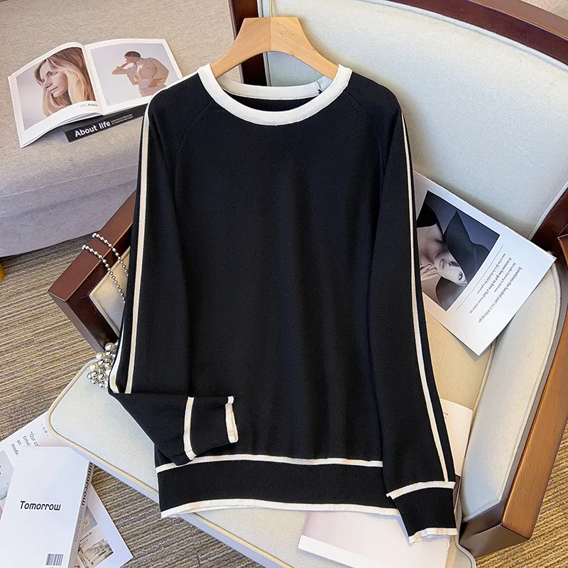 100/175kg Big Size Women Clothing Oversized Women's Pullovers Round Neck Bottoming Women Knitted Sweaters