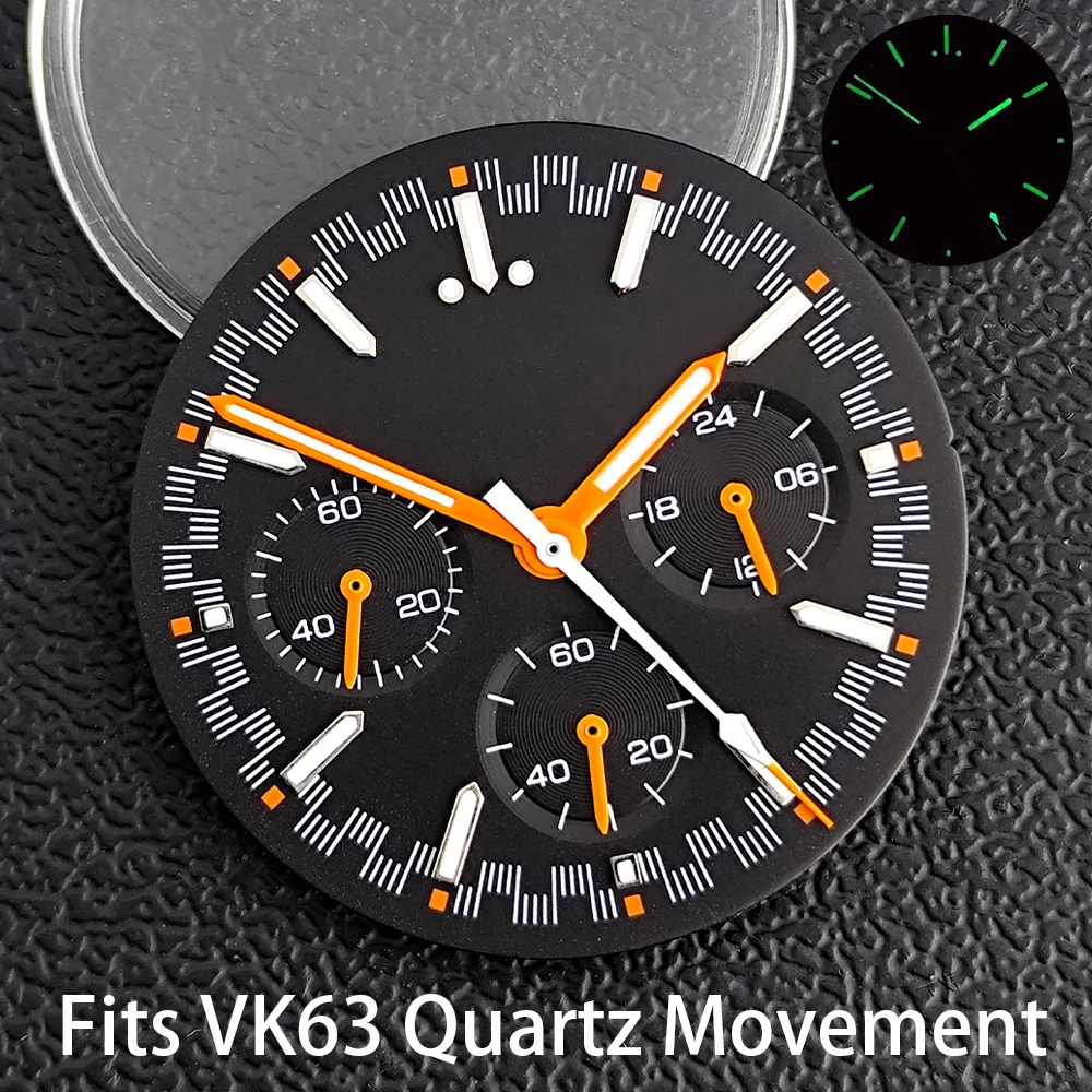 39.7 مللي متر حافظة ساعات معدنية تناسب ملحقات حركة VK63 زجاج الياقوت مجهزة بإطار وحزام VK63