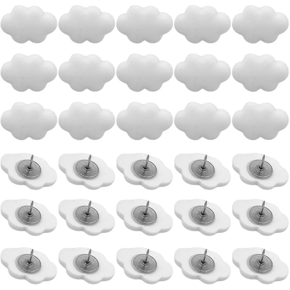 

30pcs Cream Cloud Resin Decorative Push Pin Thumbtacks Creative Push Pins for Cork Board DIY Decorative Tacks Soft Storage