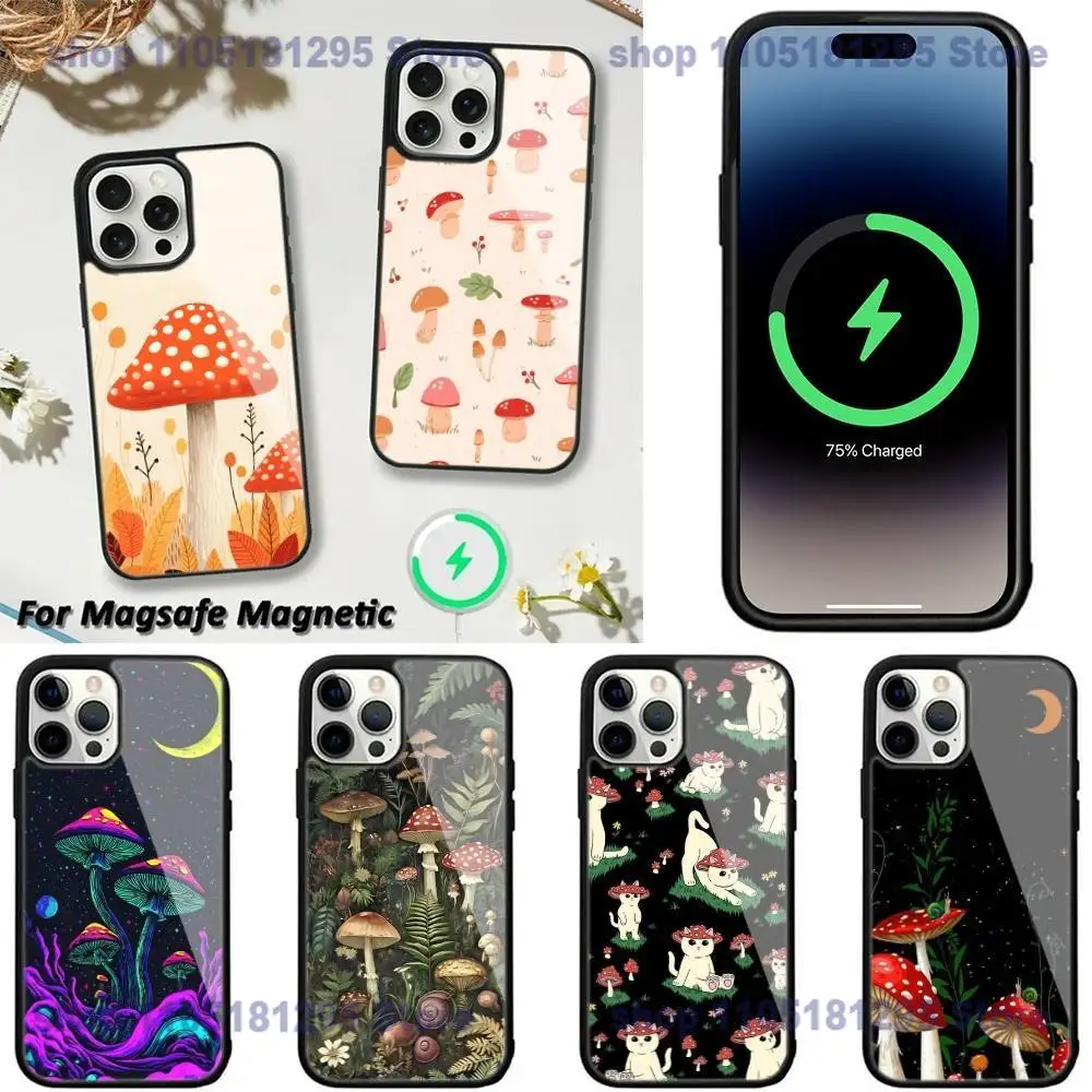 

Cute Mushroom Phone Case For iPhone 17,16,15,14,13,12,11,Plus,Pro,Max,Mini Magsafe Magnetic Wireless Charging