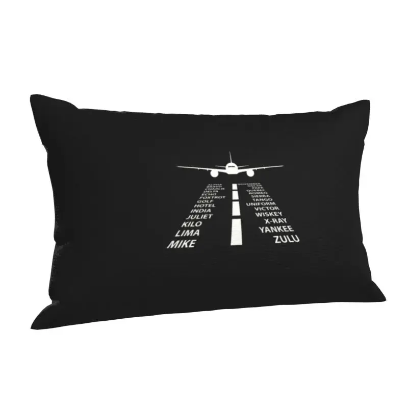 Custom Phonetic Alphabet Pilot Airplane Aviation Plane Fighter Cushions Cover for Bed Sofa Rectangle Pillowcase