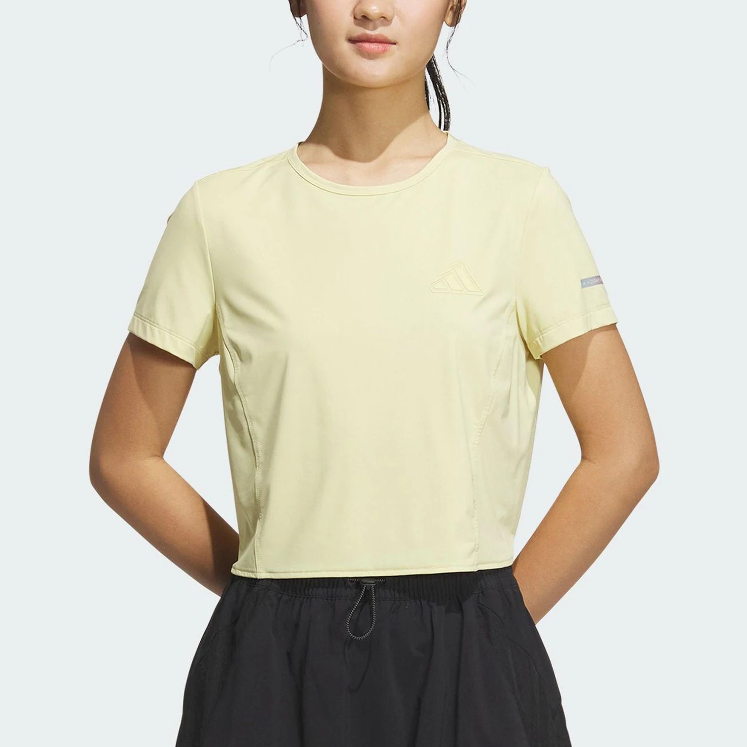 アディダス-正規品-2025-夏-レディース-クロップド-通気性-ニット-tシャツ-jn0701