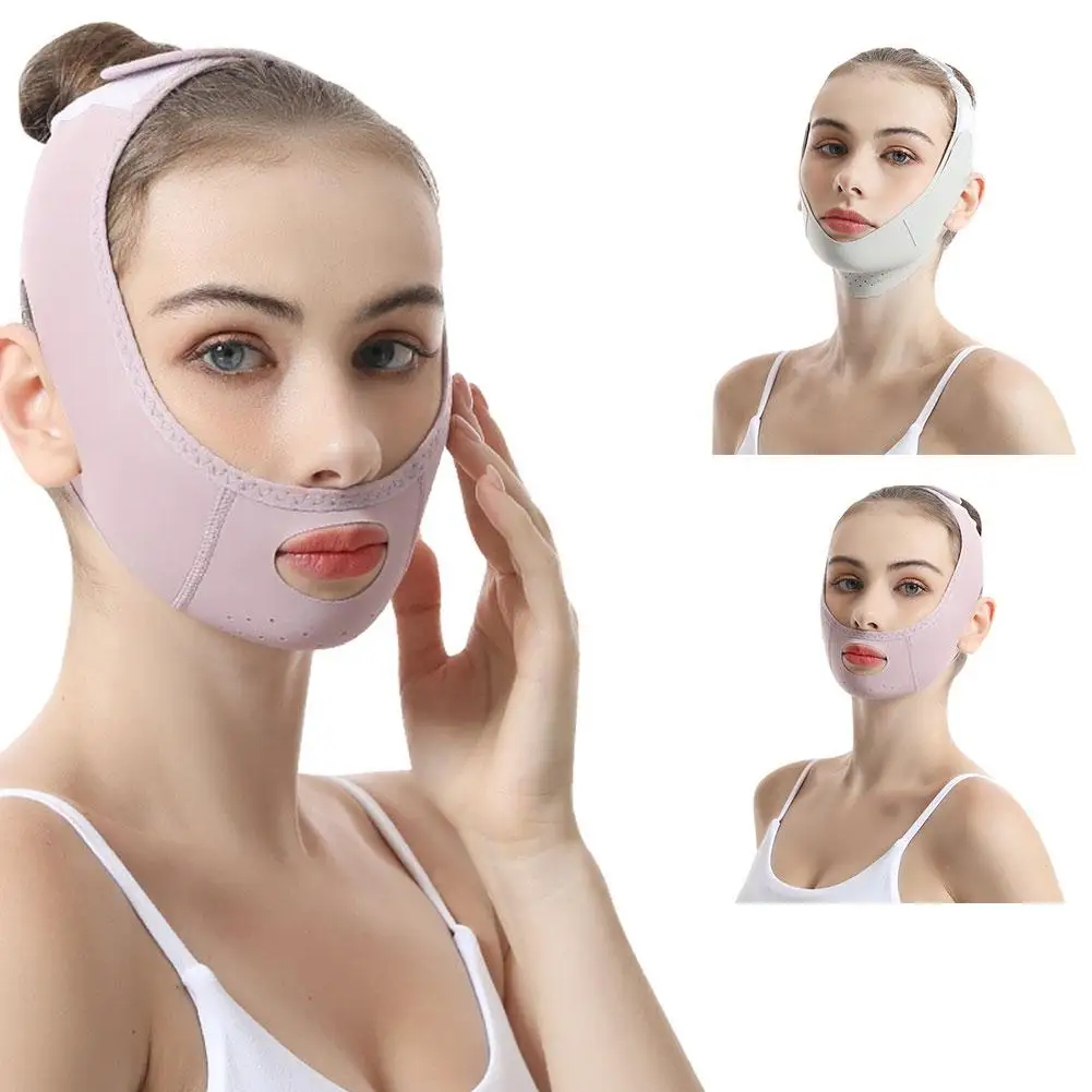 Vendaje adelgazante facial ajustable, cinturón de barbilla para dormir, Material transpirable, estiramiento en V, I6p2