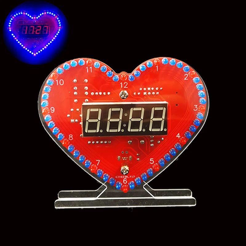 Heart Clock Rotating LED Digital Temperature Display Multiple Animated DIY Electronic Kit