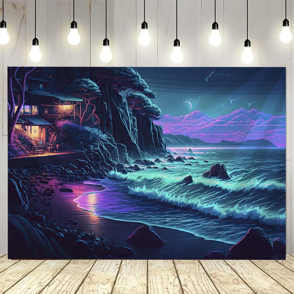 Psychedelic Starry Sky Sea Tapestry Wall Hanging Hippie Home Decor Dreamy Forest Fabric Background Poster for Dormitory