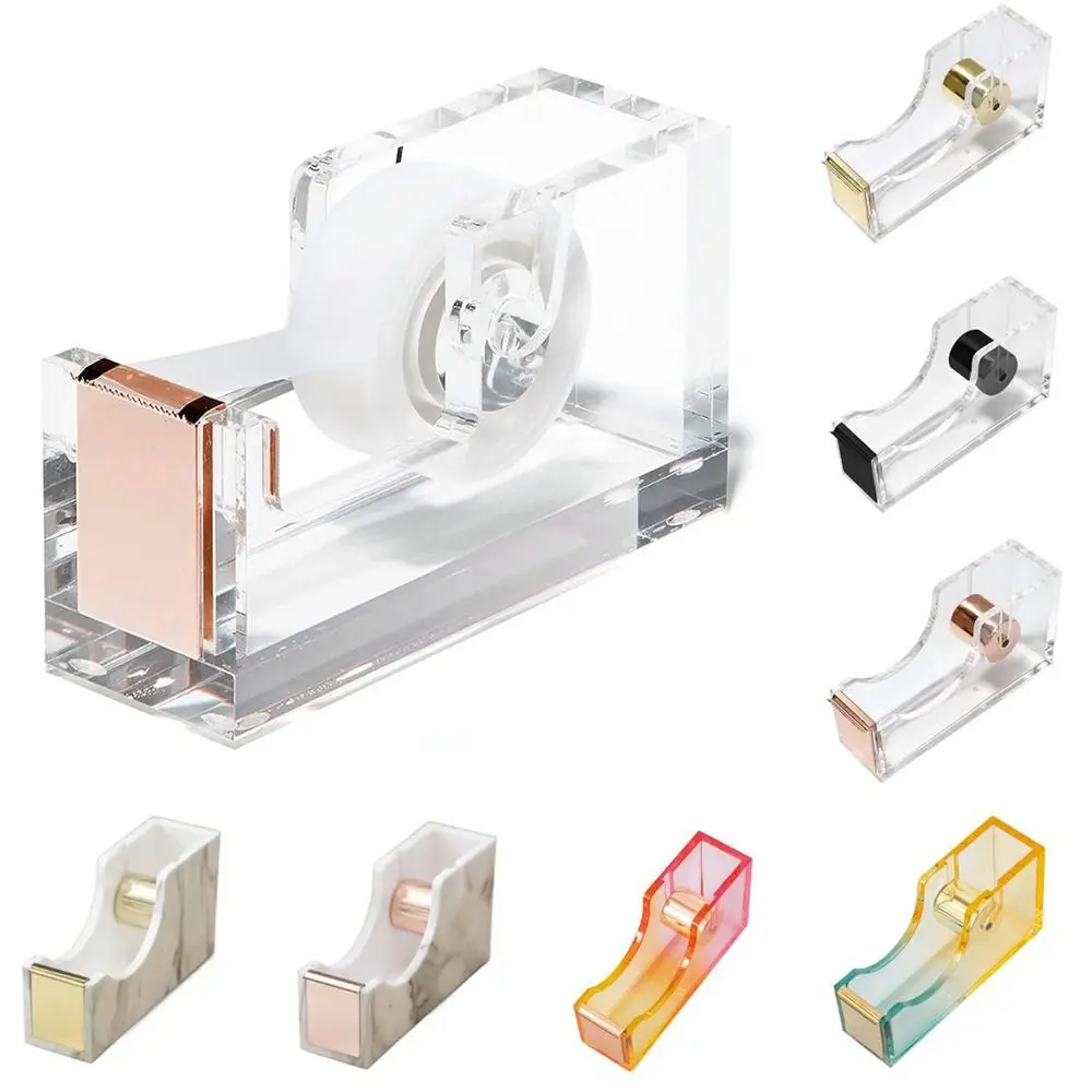 Widely Use Portable Tape Cutter Easy To Use Rust-proof Tape Stand Safe Sturdy Wheel Acrylic Tape Dispenser Indoor