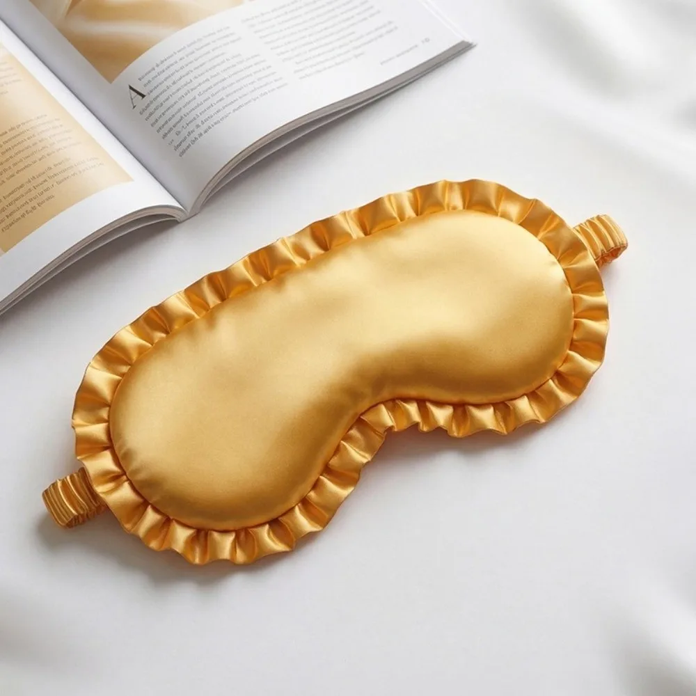 Silk Material Silk Ruffle Sleep Eye Mask Soft Texture Breathable Eye Protection Mask Multicolor Ruffle Design Shading Eye Covers