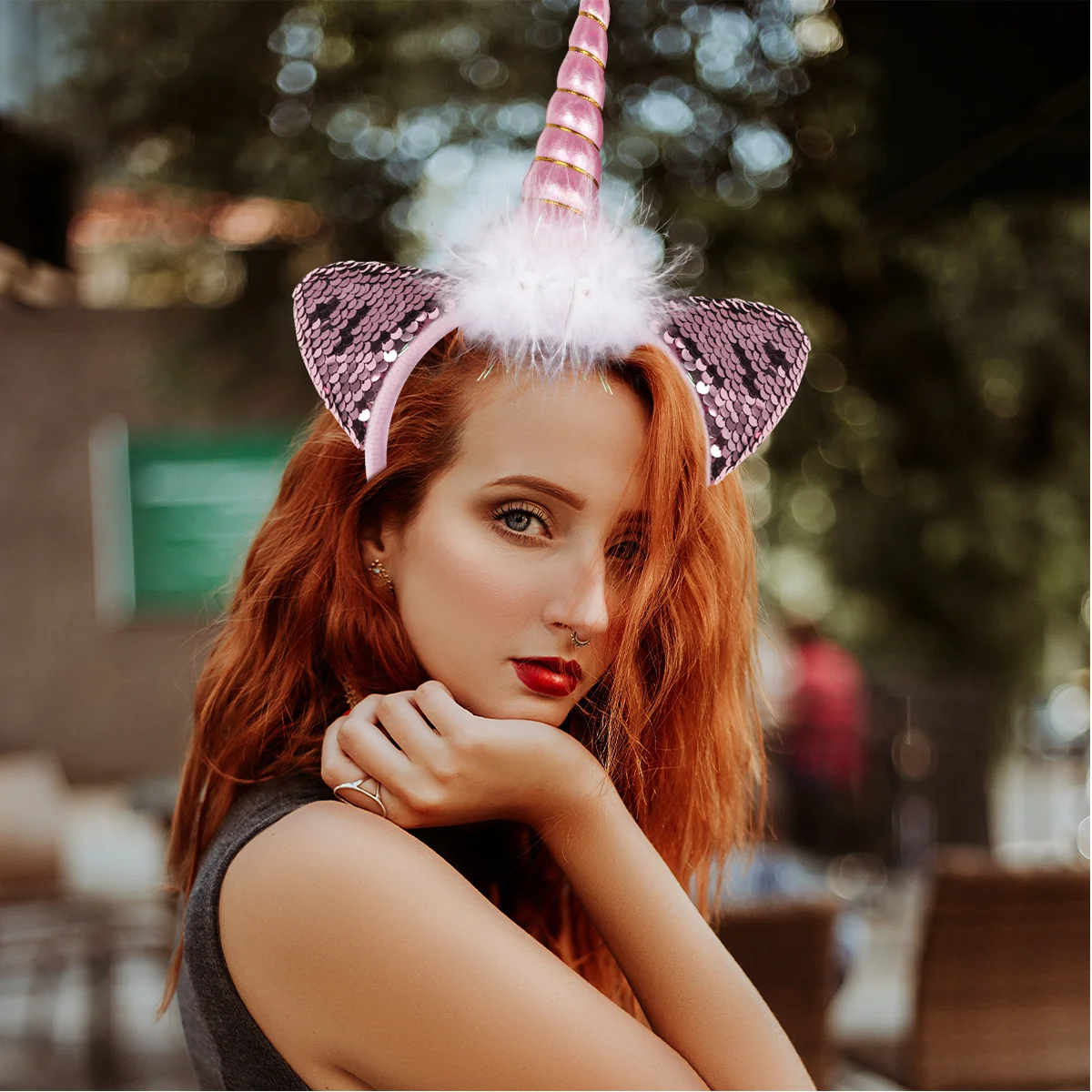 

Hair Band Unicorn Headband LED Face Luminous Headwear Hairband for Party Pink Flash Headdress