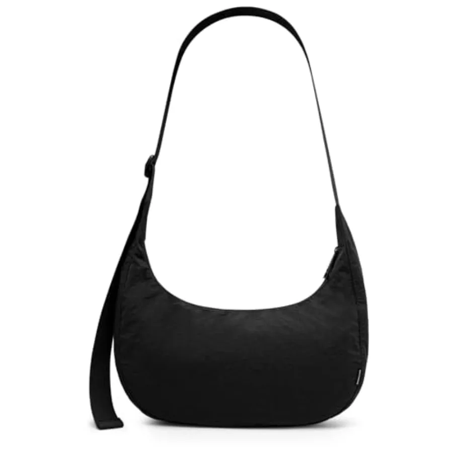 

Iioscre Medium Nylon Crossbody Crescent Bag for Women Men, 2 Zippers Crossbody Hobo Bag with Adjustable Strap and Inner Pockets