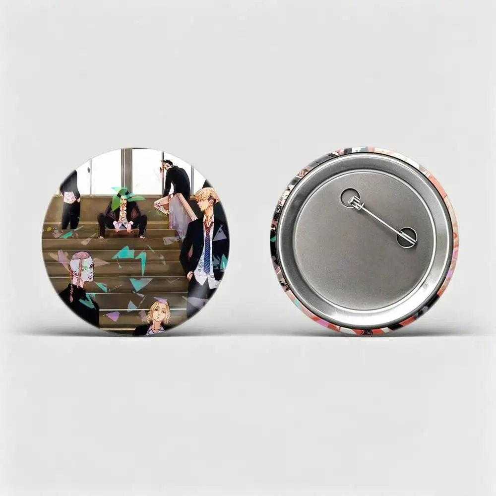 Anime Tokyo-R-Revengers Custom Tinplate Round Button Badges Pins Brooches for Clothes Backpack