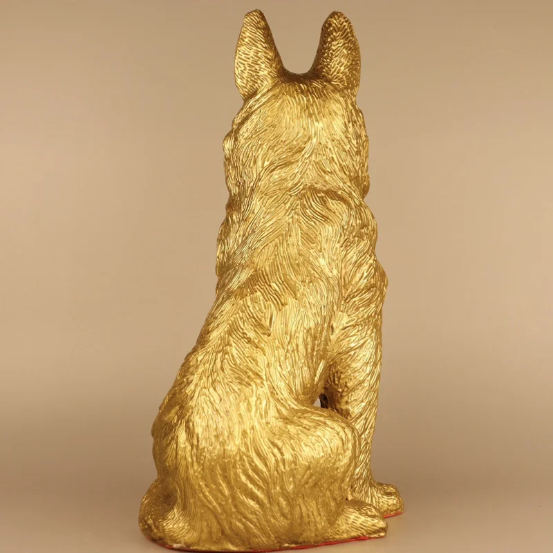 Brass Animal Figurine Copper Sitting Wolf Dog Home Decoration Creative Gift Craft Wholesale