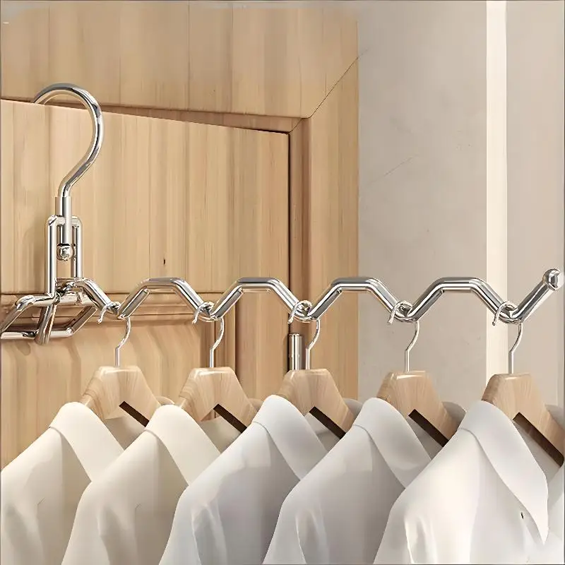 1Pcs Foldable Clothes Hanger Portable Clothes Drying Rack Punch Free Door Mount Travel Hotel Wardrobe Drawer Cloth Drying Rack view 5
