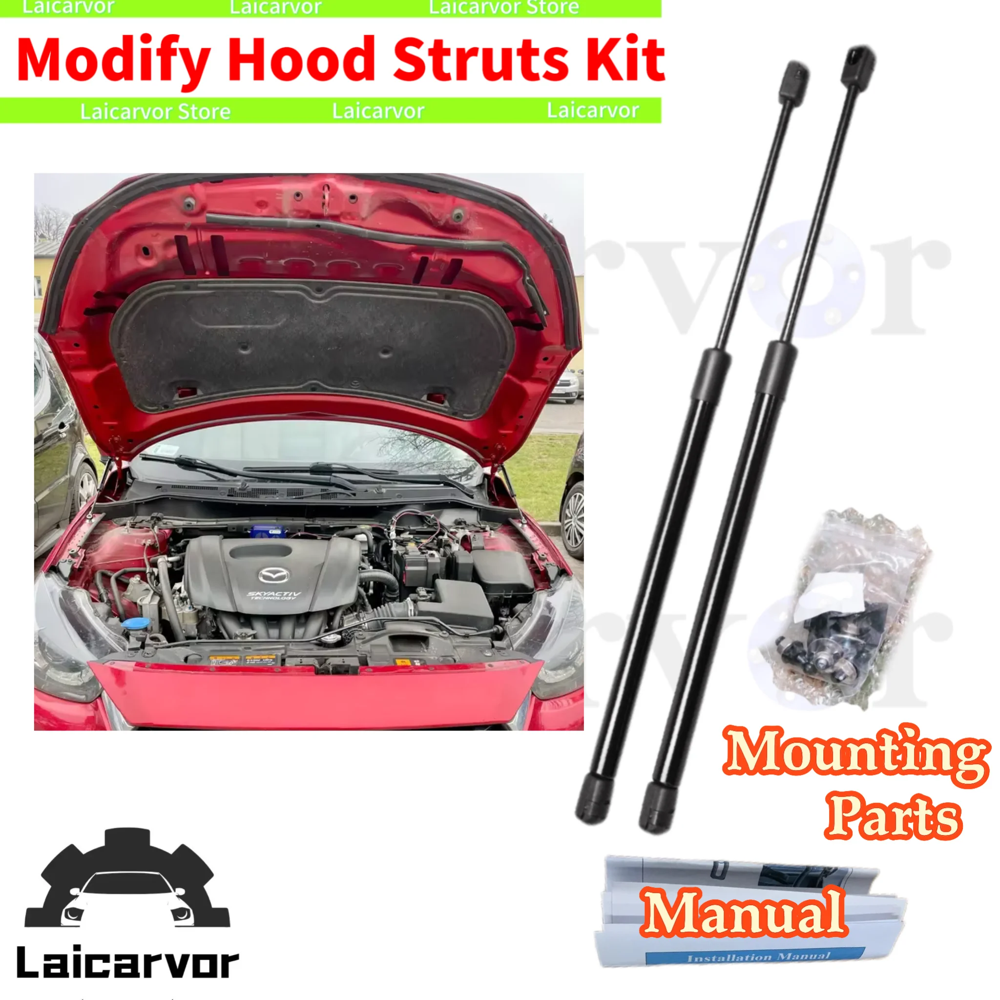 Shock Damper Struts For Mazda2 Demio (DJ/DL) 2014-present Front Hood Bonnet Modify Lift Support Cylinder Absorber Prop Rods