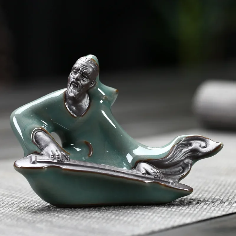 Geyao Tea Pets Maintainable Ceramics Ornaments Tea Tray Accessories Mini Home Decor Fish Tank Decoration Guanyin Figurines 1pc