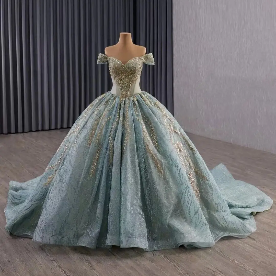 

Платья Quinceanera с открытыми плечами, бальное платье с аппликацией, кружево, расшитое бисером, мексиканские милые платья 16, 15 Anos по индивидуальному заказу