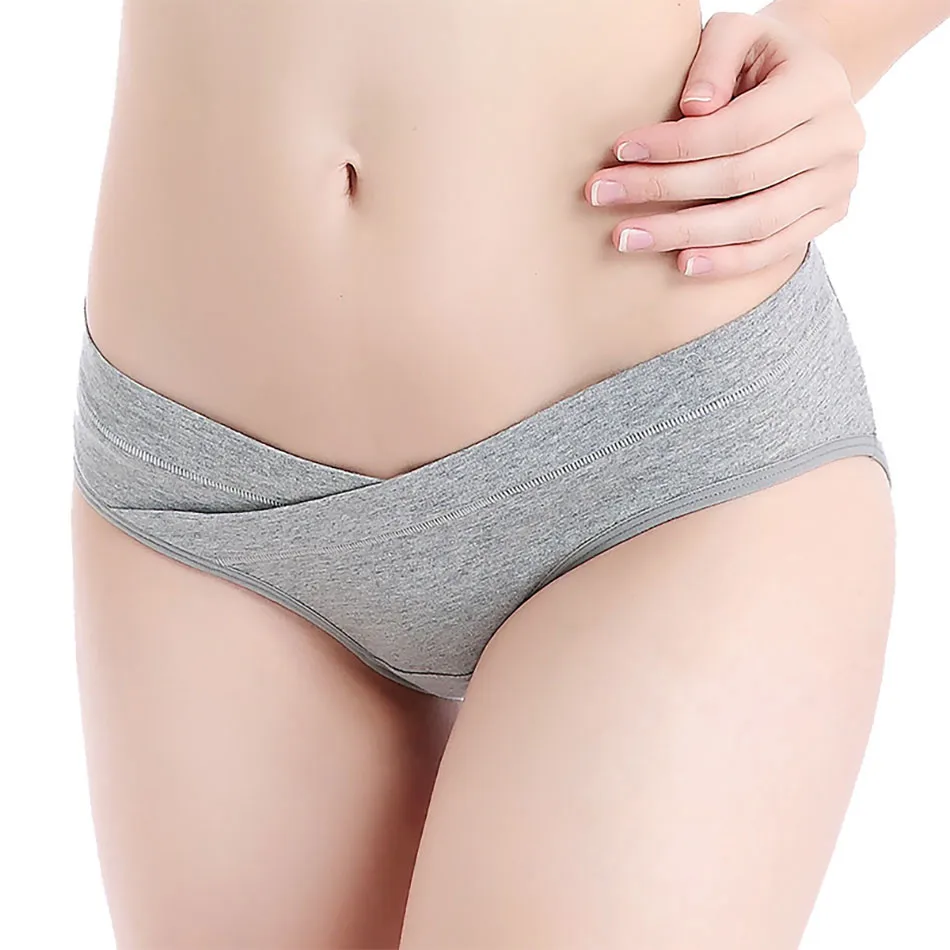 Abbigliamento premaman quattro stagioni vita bassa slip Seanless tinta unita supporto a forma di V biancheria intima di cotone pancia per le donne incinte