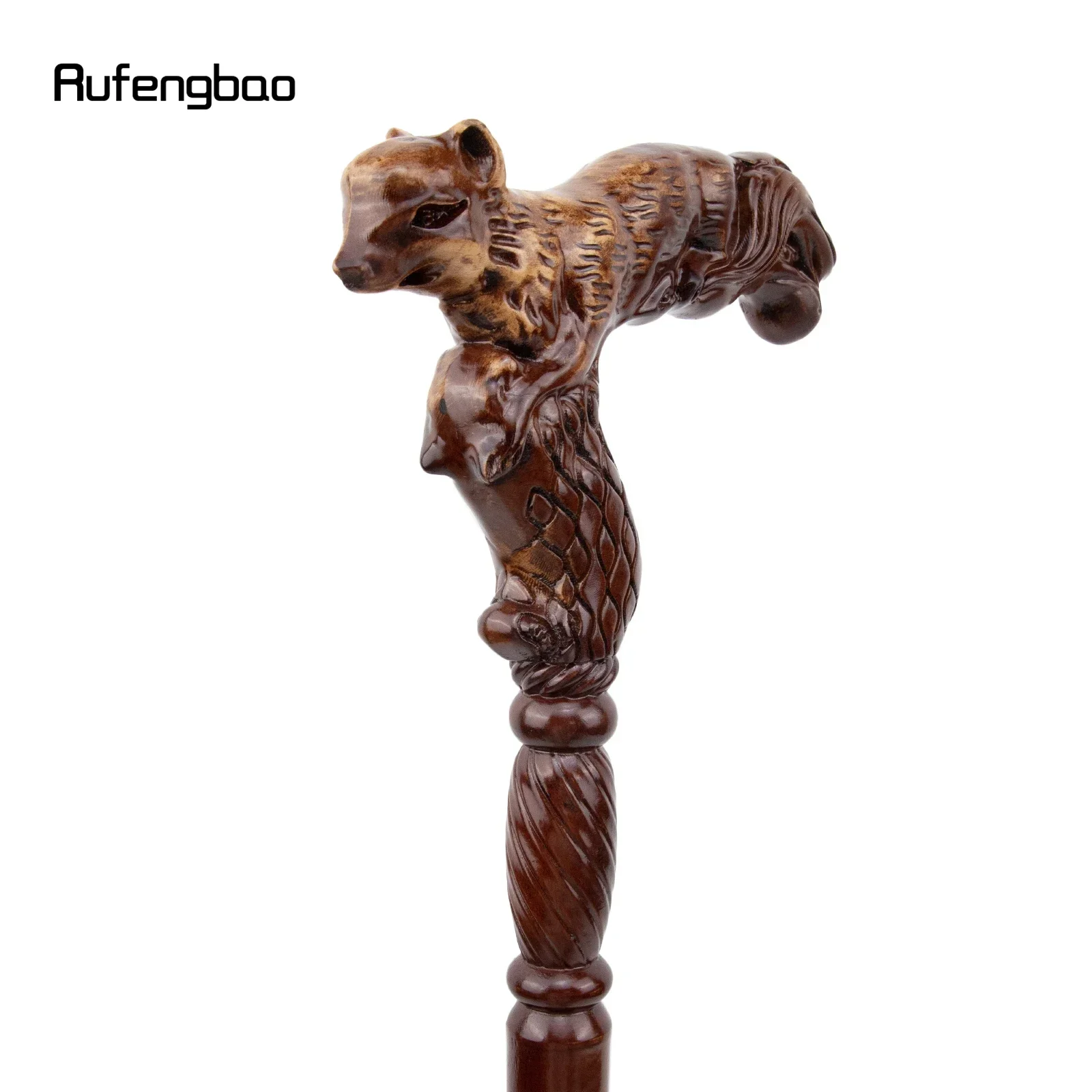 Bastone da passeggio alla moda in legno marrone volpe Bastone da passeggio decorativo per vampiro Cospaly Party Bastone da passeggio in legno Bacchetta di maiale di Halloween Crosier 93 cm