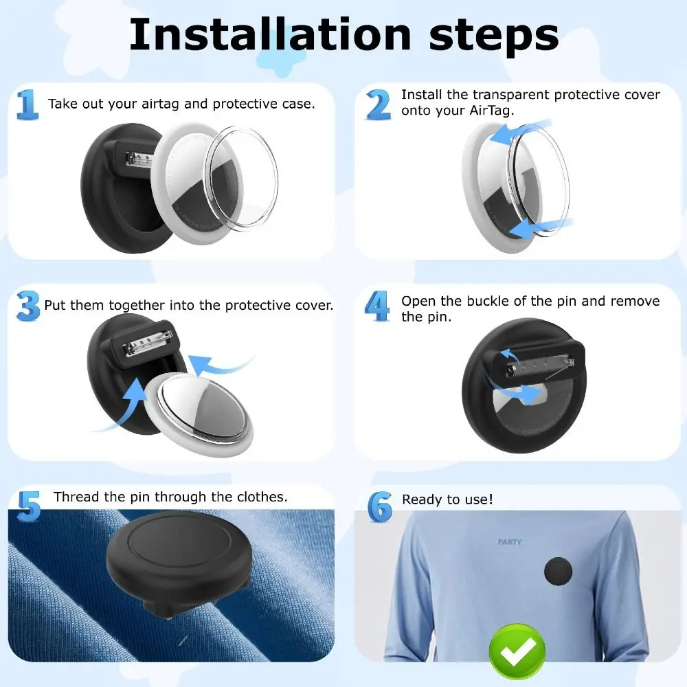 Silikonowe etui na lokalizator z niewidocznym pinem, ozdobny, wodoodporny uchwyt na lokalizator zapobiegający zgubieniu dla AirTag
