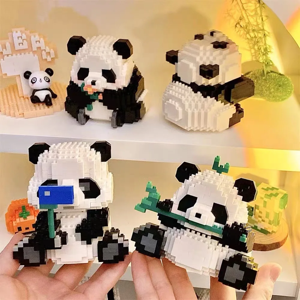 Panda Bausteine für Kinder 6 bis 10 Jahre Jungen Mädchen Geschenke Kinder Spielzeug Spiele pädagogische Diamant Baustein Modell Ziegel