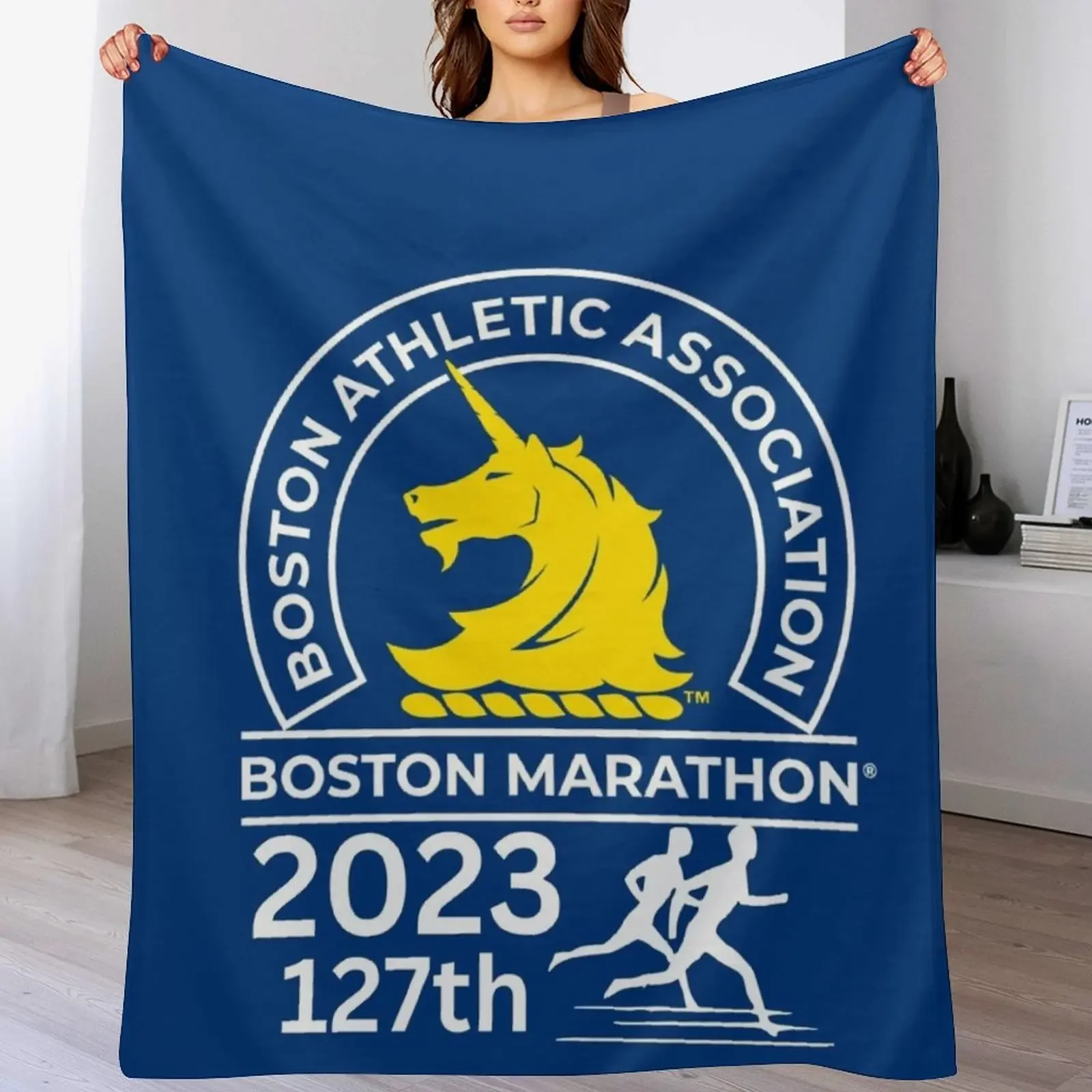 

Boston Marathon 2023 Throw Blanket Custom Hair Soft Beds for babies Blankets