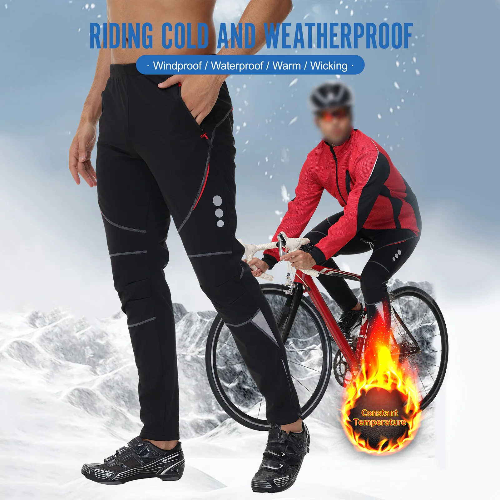 

Windproof Trousers Warm Cycling Pants Men Cycling Pants Fleece Thermal Windproof Cycling Winter Pants Warm Athletic Pants